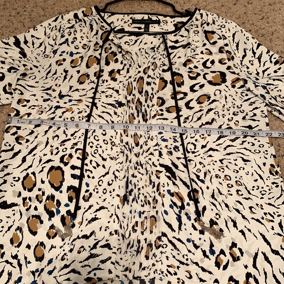 White House Black Market Tunic Blouse with Tassel Tie Neck - Picture 2 of 9